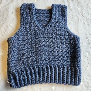 Handmade Blue Knit Sweater Vest